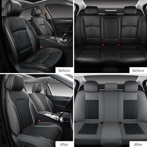 Car Seat Covers Full Set (Gray-Black-White / Full Set)