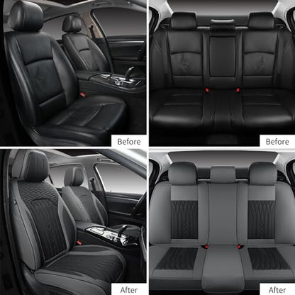 Car Seat Covers Full Set (Gray-Black-White / Full Set)