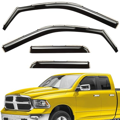 Extra Durable Window Deflectors in (For Dodge RAM 09-18 Quad Cab)