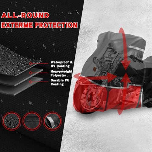Motorcycle Cover for Harley Touring Model Road Glide Electra Glide Standard (Touring without Trunk)