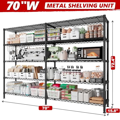 70" W Storage Shelves (Black-70" W*15.8" D*72.4" H)