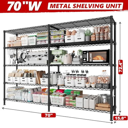70" W Storage Shelves (Black-70" W*15.8" D*72.4" H)