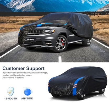 SUV Car Cover Waterproof All Weather for Automobiles (Black-Blue / 3 SUV/Jeep-Length 182-190 inch)