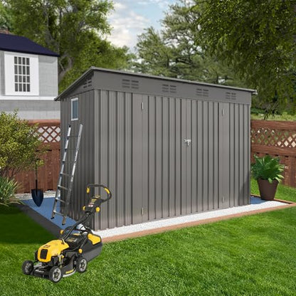 9x4 FT Lean to Shed with Window (Gray / 9x4ft Standard)