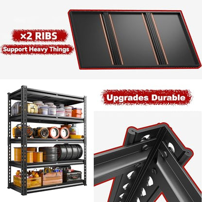 72.1" H Garage Shelving 2000LBS Storage Shelves Heavy Duty Metal Shelving 5 Tier Garage Storage Shelves for Commercial Warehouse Pantry Kitchen 72.1" H x 40.1" W x 18.1" D (40.1" W x 72.1" H x 18.1" D)