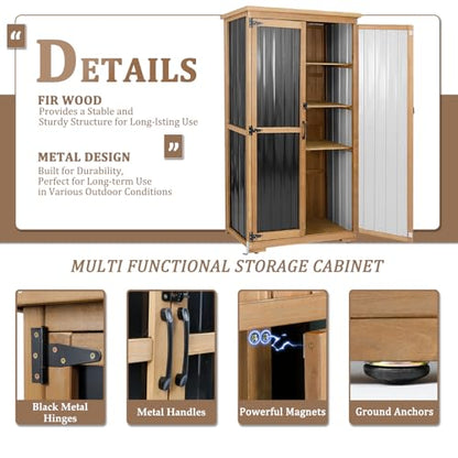 Outdoor Storage Cabinet Weatherproof (Black / 32" x 16" x 66")