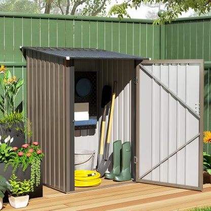 3.3' x 3.4' Outdoor Storage Shed Sloping Roof Lockable Door Brown (Brown / 3.3' x 3.4')