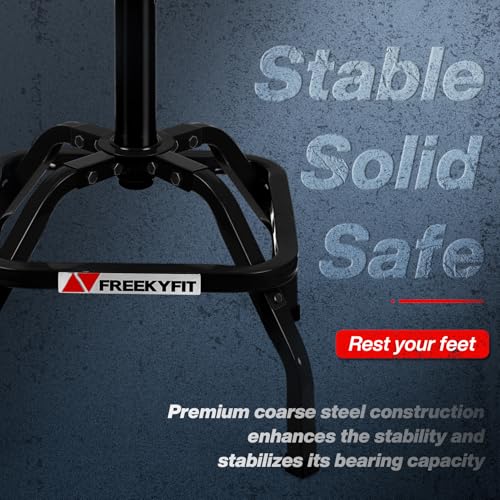Garage Stool Adjustable Height Swivel Work Mechanic Shop Stool with Backrest (Black)