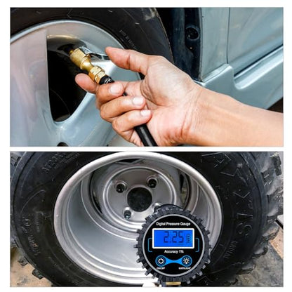 Digital Tire Inflator Portable Pressure Gauge 250 PSI Air Chuck (Tire Inflator Gauge Style 1)
