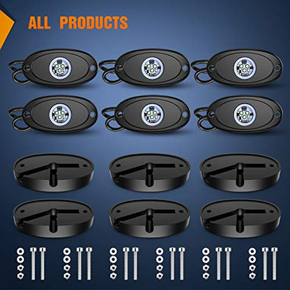 LED Rock Light 6PCS Underglow Wheel Well Pods Waterproof Exterior Underbody Roof Rack Side Lamps for Car Truck Pickups ATV UTV SUV Motorcycle Boat (Green / 6Pcs Pods)