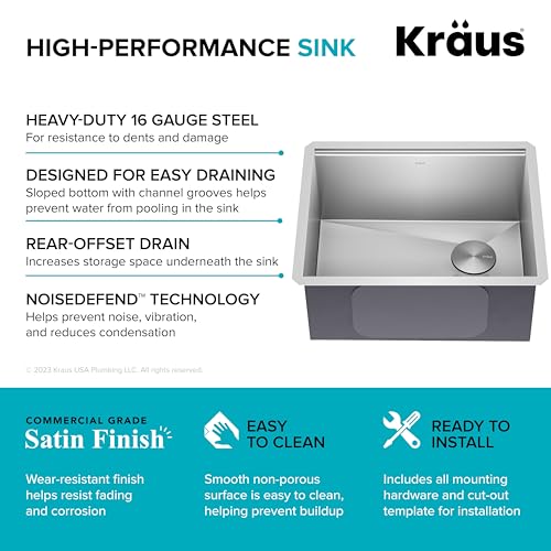 Stainless Steel 23 in Undermount Kitchen Sink KWU111 (Stainless Steel / 23 inch / Sink)