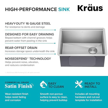 Stainless Steel 23 in Undermount Kitchen Sink KWU111 (Stainless Steel / 23 inch / Sink)