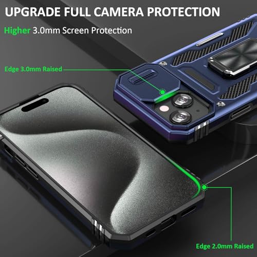 Heavy Duty Phone Case for 15 PlusCase with Camera Cover (★ iPhone 15 Plus 【6.7 inches】 / Navy Blue)