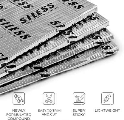 80 mil (2mm) Car Sound Deadening mat - Butyl Automotive Sound Deadener - Noise Insulation and Vibration Dampening Material 5 sqft (0.46 sqm) (5 sqft)