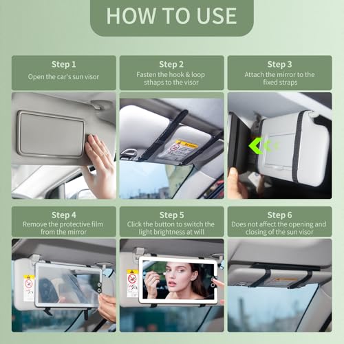 2PCS Car Visor Vanity Mirror with Lights (Black / (2pcs))