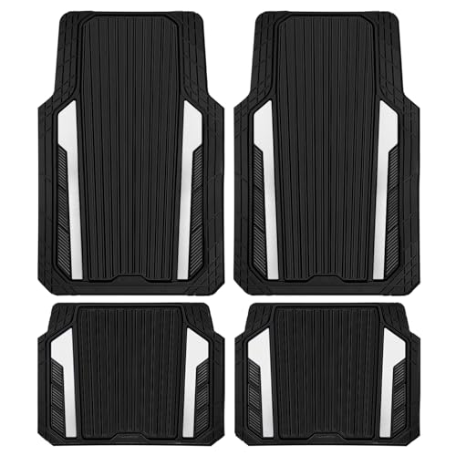 Heavy Duty Rubber Car Mats Metallic (Black White)