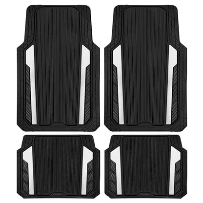 Heavy Duty Rubber Car Mats Metallic (Black White)