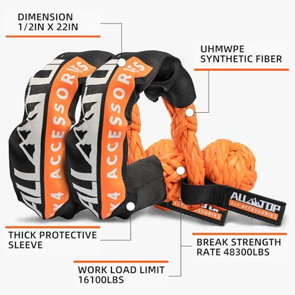 Kinetic Rope Kit (1"x30' (Orange Reflective) + 2pcs Soft Shackle)