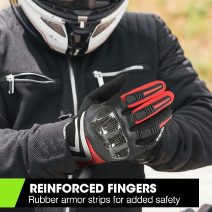 Lightweight Motorcycle Gloves for Men Women Touchscreen Summer (Red / Small)