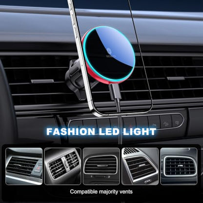 for Mag Safe Car Mount Charger Dash Windshield Vent Magnetic Phone Holder (Red)