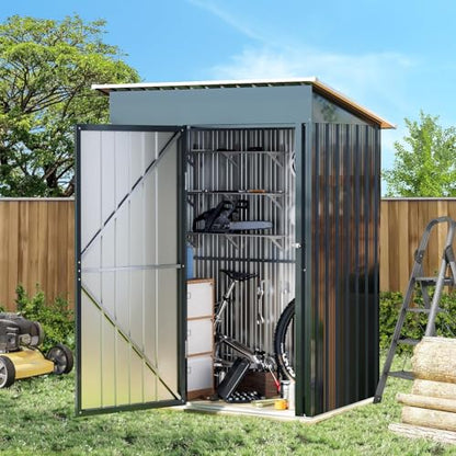 Vertical Outdoor Steel Storage Shed with Floor Frame (5X3FT/Base / NightBlue)