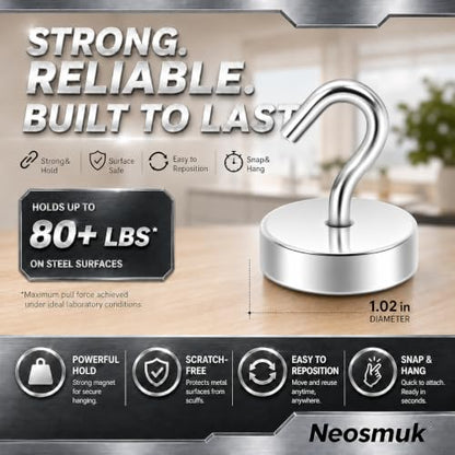Magnetic Hooks Steel Tube Design for Cruise (Silver / 80lb Magnetic Hooks)