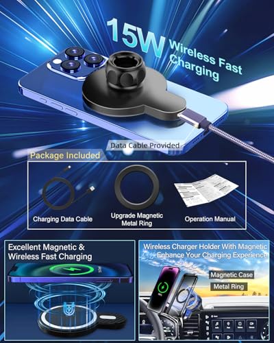 Car Phone Holder for 2022 (Silverado/GMC Sierra 2022-2026 (Extension Rod) / Magsafe+ Wireless Charger)