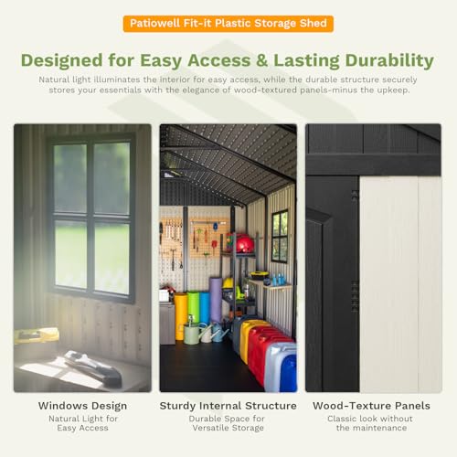8x10 FT Resin Outdoor Storage Shed with Floor (Beige / 8x10 FT)