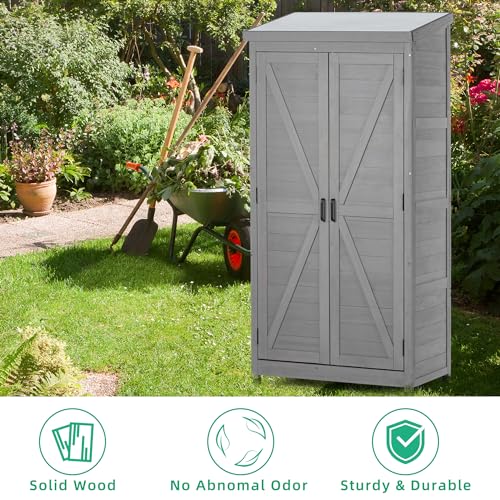 Outdoor Storage Shed Waterproof (Gray / 20.50"D x 68.50"W x 33.50"H)