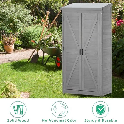 Outdoor Storage Shed Waterproof (Gray / 20.50"D x 68.50"W x 33.50"H)