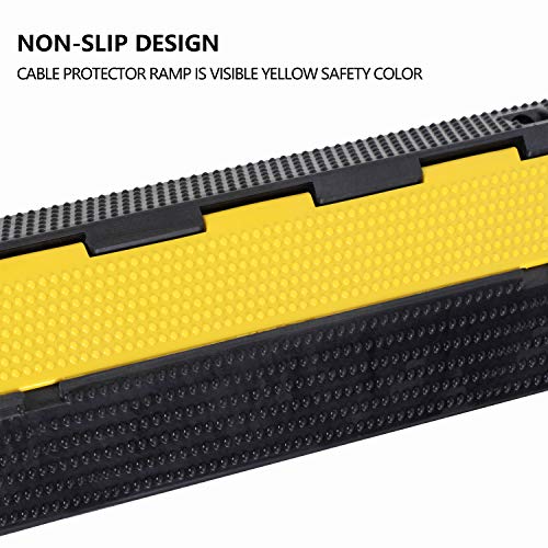 1 Pack Rubber Cable Ramp Hose Cable Protector Ramp 1 Channel 22000Lbs Load Capacity Traffic Speed Bump Wires Power Lines Extension Cord Cover for Indoor Outdoor (22000Lbs-1Channel-1Pack)