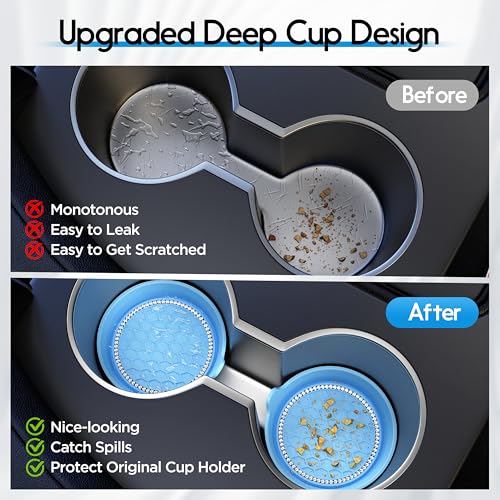 4 Pack Car Cup Holder Coaster Bling Crystal Rhinestone Car Interior (Light Blue / 4 Pack)