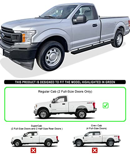 iBoard W2W 5in Running Boards for F150 F250 F350 Regular Cab 6.5ft Bed (Black / 5" W2W 6.5ft Bed)