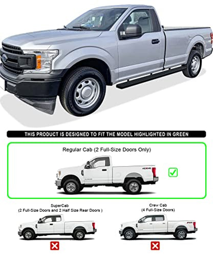 iBoard W2W 5in Running Boards for F150 F250 F350 Regular Cab 6.5ft Bed (Black / 5" W2W 6.5ft Bed)