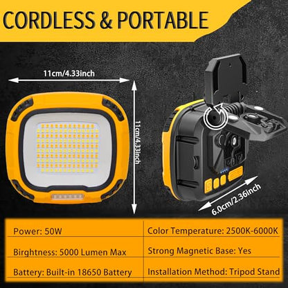 50W Magnetic Work Light Rechargeable 5000Lumens (yellow1)