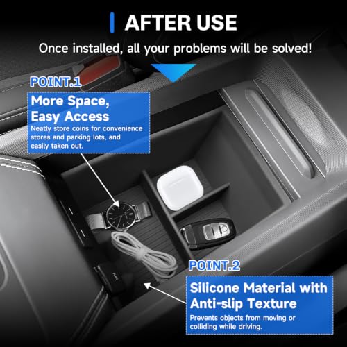 for 2025 2026 Ford Mustang Mach E Center Console Organizer for 2026 Mustang Mach E Accessories [Silicone Under Armrest Tray] for 2025 2026 Mach E Console Organizer Armrest Console Tray