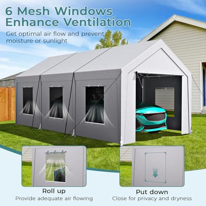 Carport 10x20 ft Heavy Duty (Gray / 10x20 FT)