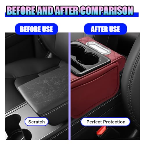 Leather Car Center Console Cover (Burgundy)