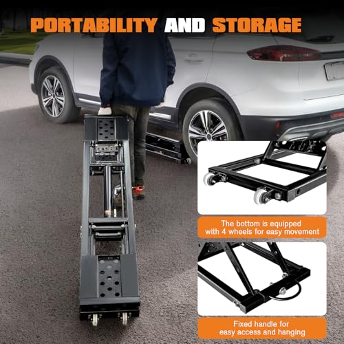 7000 LBS Portable Car Lift with Extension Plates for Garage Use (Black)