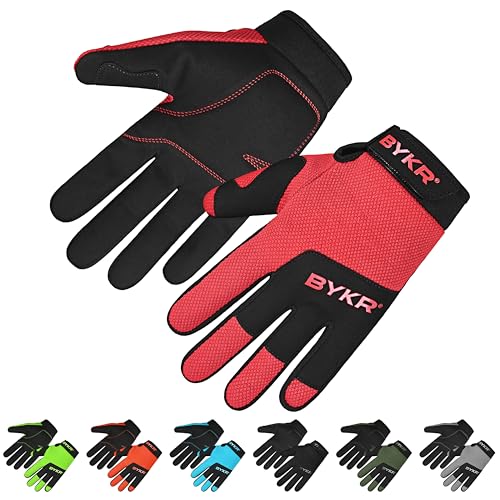 All Weather Motorcycle Gloves for Men & Women (Red / Large)