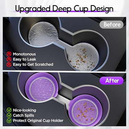 4 Pack Car Cup Holder Coaster Bling Crystal Rhinestone Car Interior (Purple / 4 Pack)