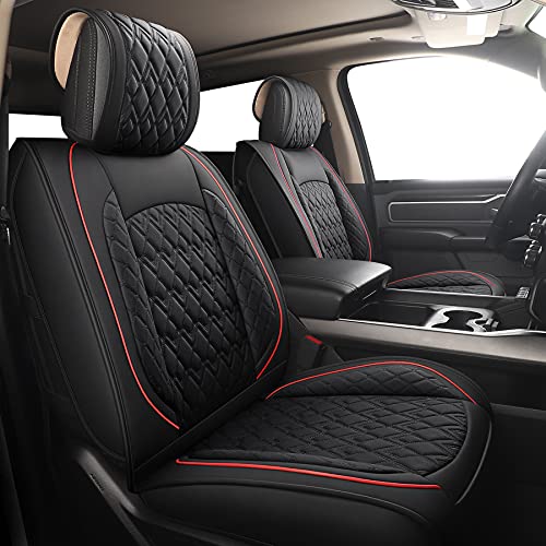 Car Seat Covers for Dodge Ram Full Set (5 PCS Full Set,Black/Red)