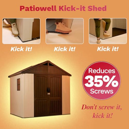 8x6 FT Plastic Outdoor Storage Shed with Floor (Beige / 8 X 6 FT)