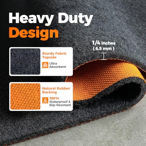 Heavy Duty Oil Spill Mat (Black / 64"L x 32"W x 0.3"Th (Rectangular))
