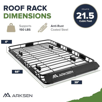 64"x39"x4" Roof Rack Cargo Basket with 21.5 Cu Ft Bag (64" Roof Rack with Cargo Bag)