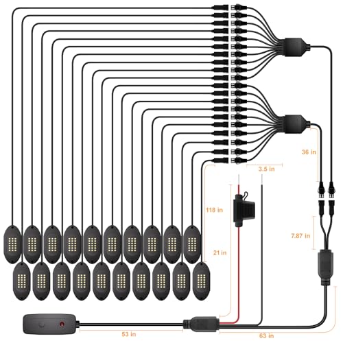 Pure White Rock Lights for Trucks 20 Pods with Switch 6000K (Pure White / 20 Pods)