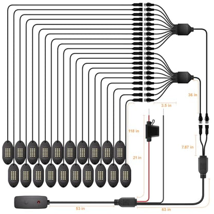 Pure White Rock Lights for Trucks 20 Pods with Switch 6000K (Pure White / 20 Pods)