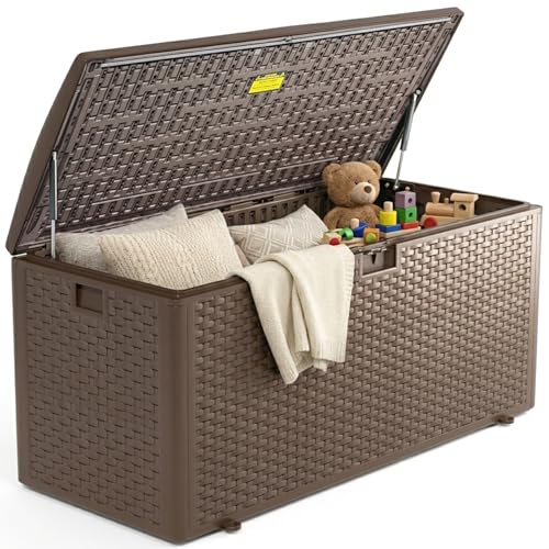 Premium Pro Edition 180 Gallon Lockable Resin Deck Box (Brown / 180 GAL)