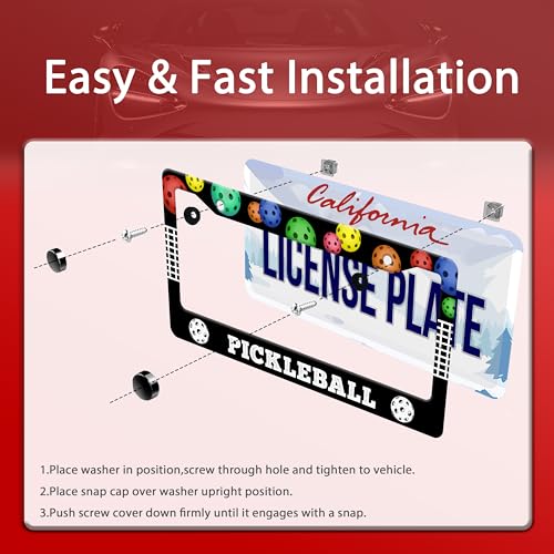 Pickleball Balls License Plate Frame Stainless Steel 2 (Pickleball)