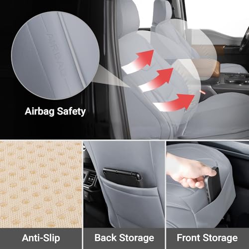 Premium Custom Fit Truck Car Seat Covers Front Seats Waterproof (A21 (See Vehicle Size Chart) / Front - Gray)